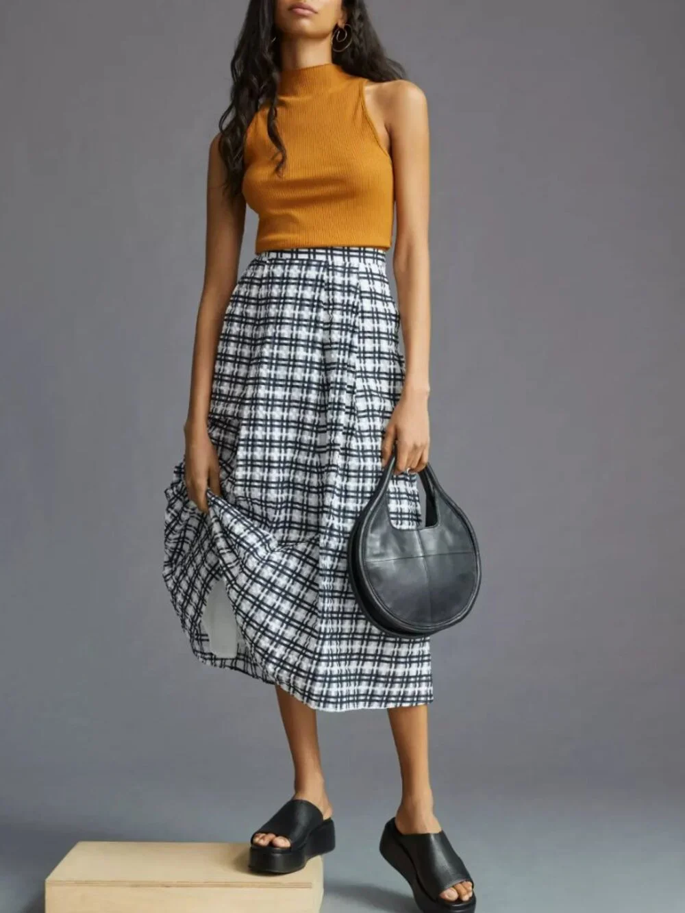 Maeve Plaid Circle Midi Skirt - Picture 1 of 3